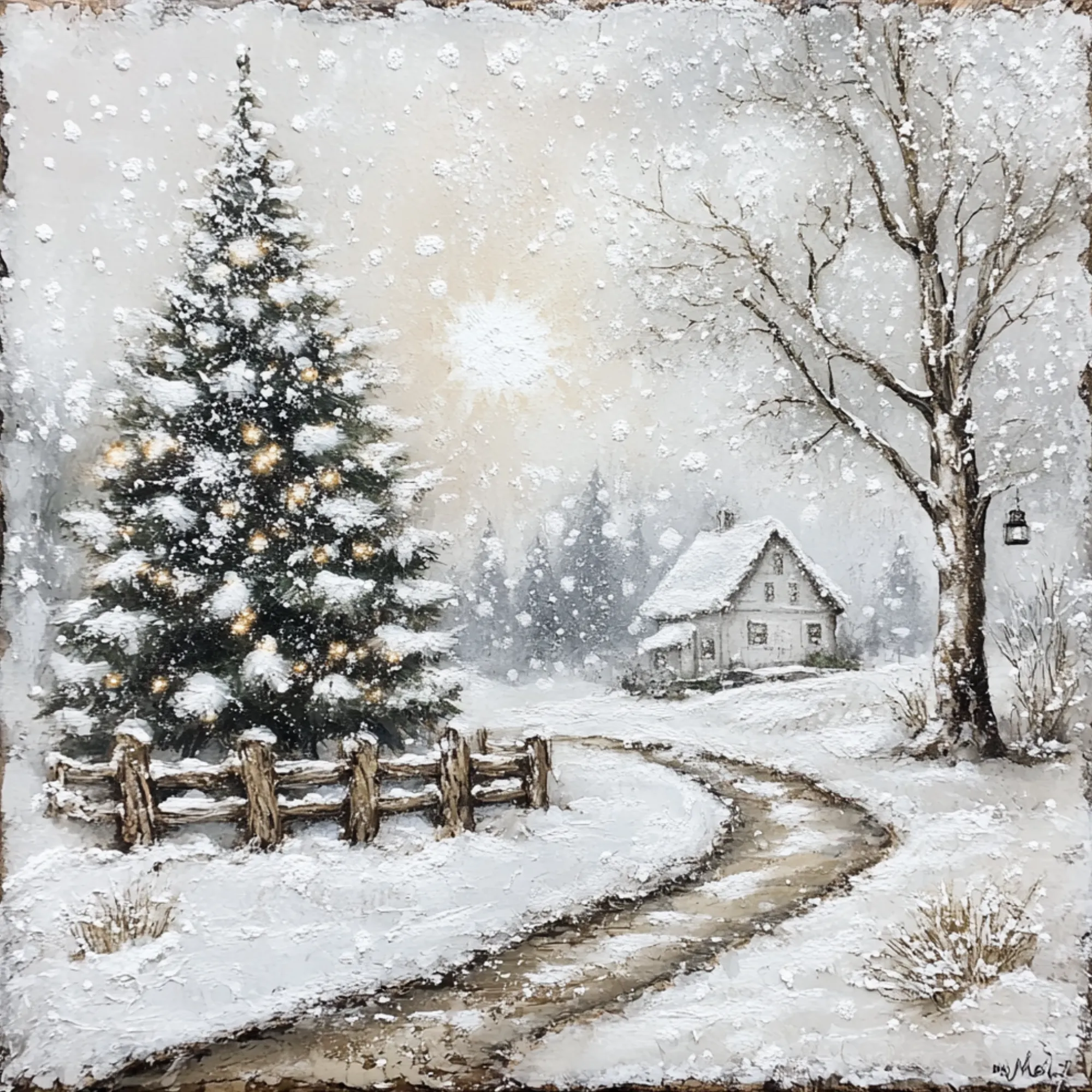 10" x 10" White Winter Scenery Sign TTE-062