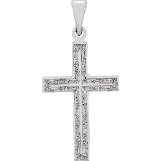 14K White Gold Cross Pendant