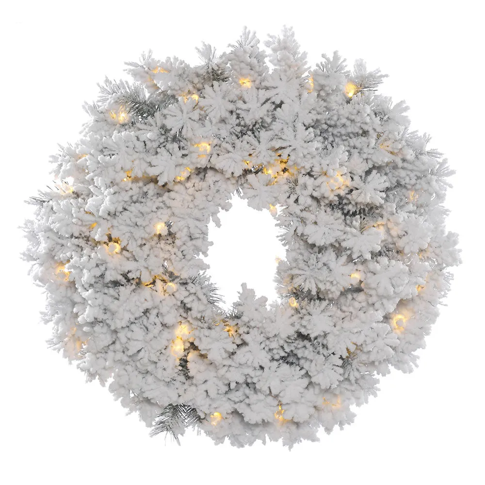 48" Winter Wonderland Wreath, Warm White LED Lights