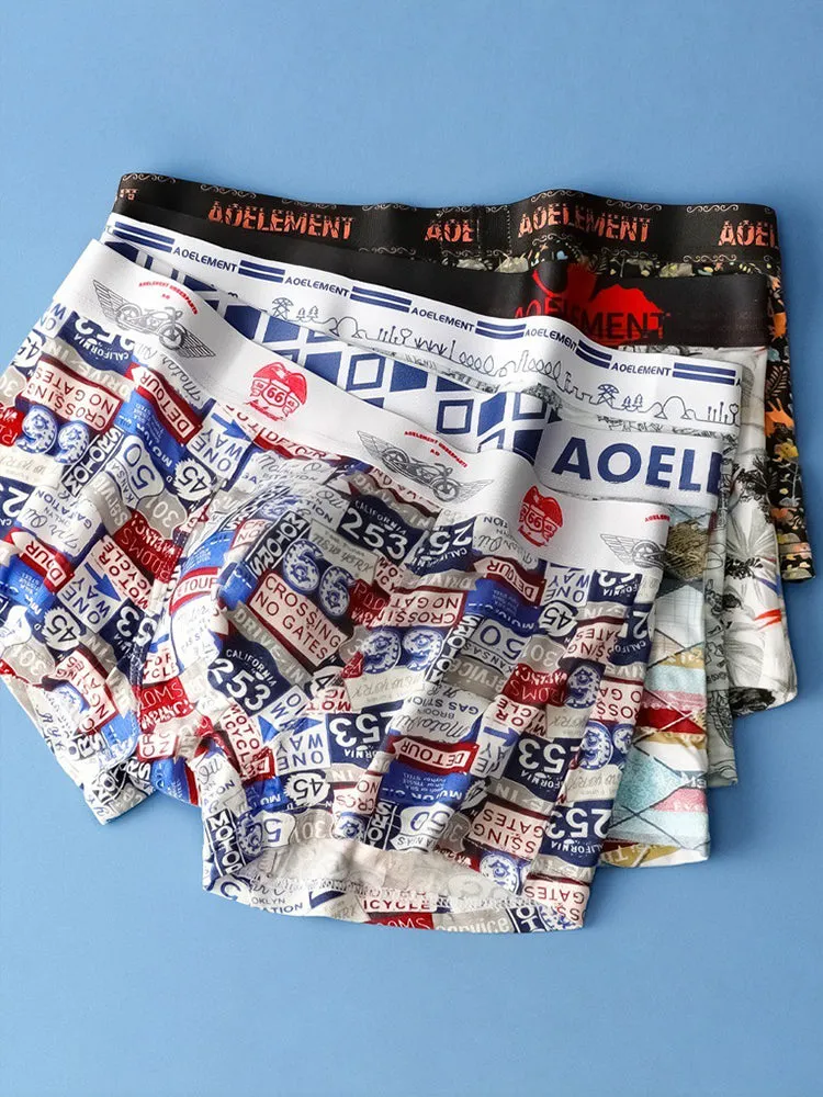 6 Pack Men's U Convex Modal Print Breathable Trunks