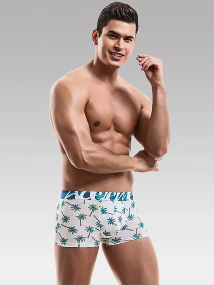 6 Pack Men's U Convex Modal Print Breathable Trunks