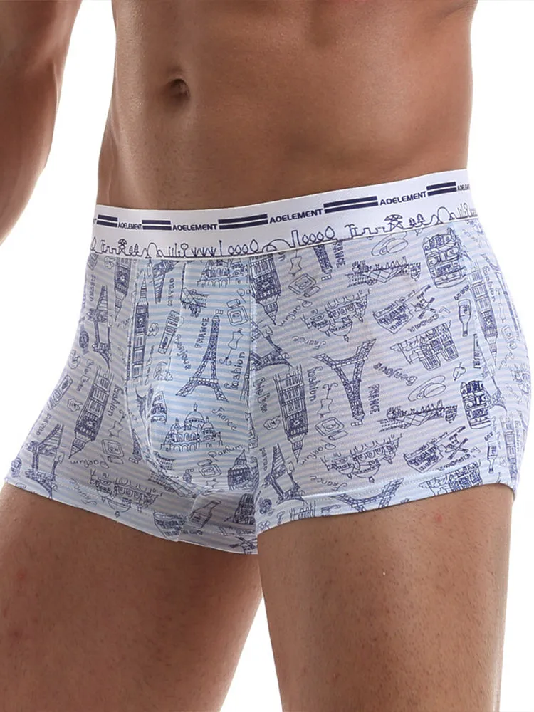 6 Pack Men's U Convex Modal Print Breathable Trunks