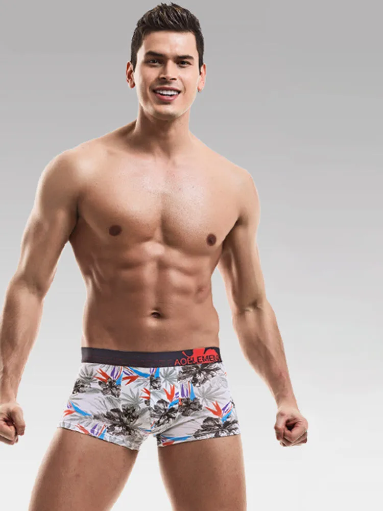 6 Pack Men's U Convex Modal Print Breathable Trunks