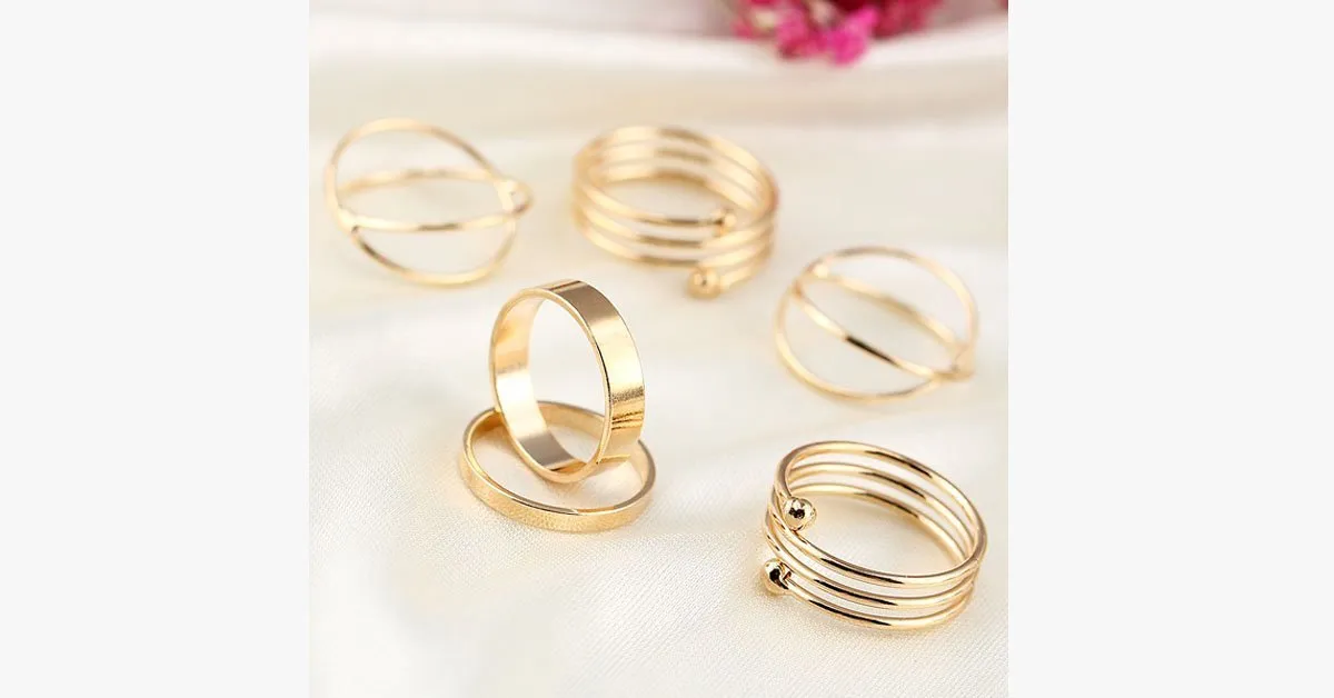 6pc Gold Stackable Ring Set