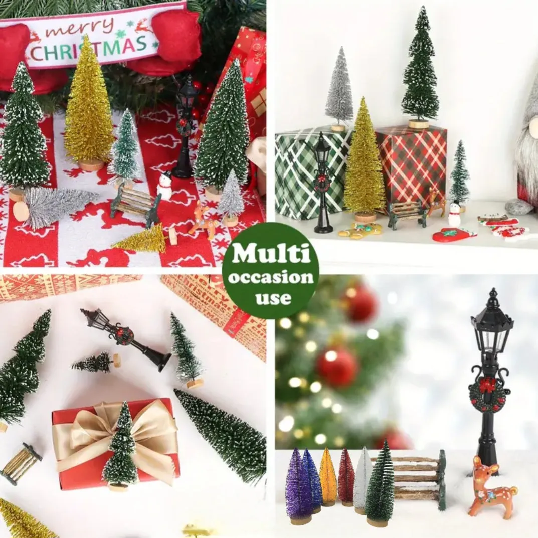 8" Mini Christmas Trees with Glitter - Medium