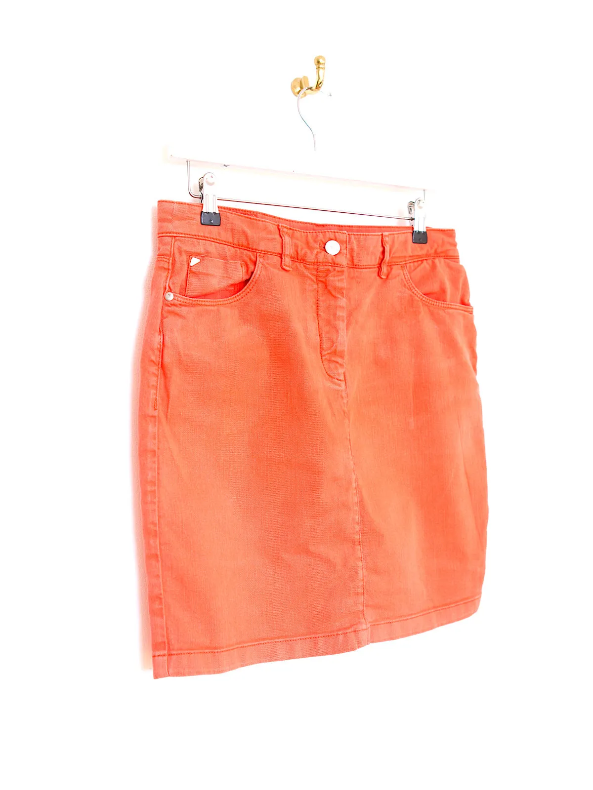 90s vintage mini pencil denim skirt orange by New Man