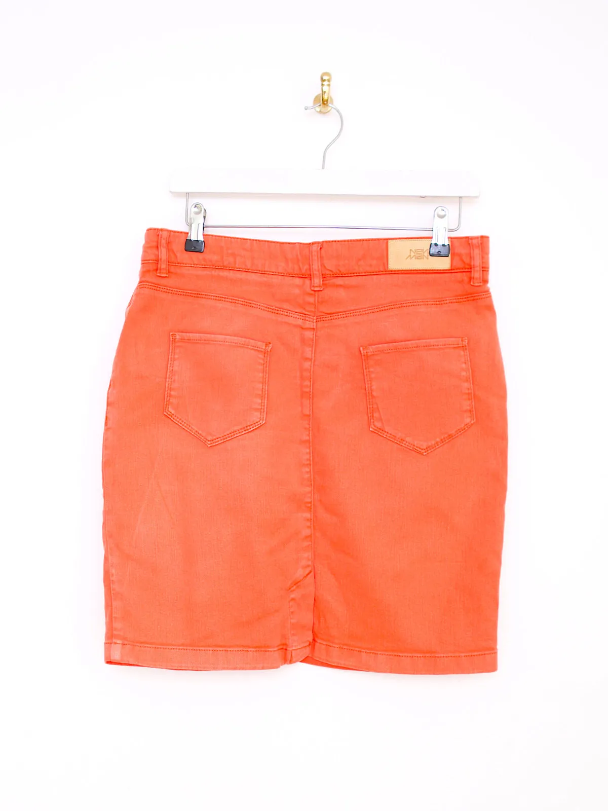 90s vintage mini pencil denim skirt orange by New Man