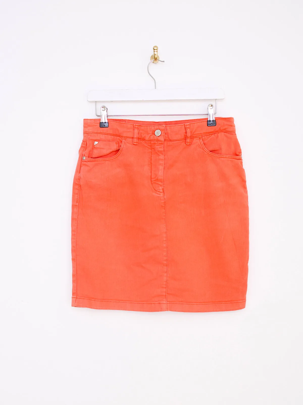 90s vintage mini pencil denim skirt orange by New Man