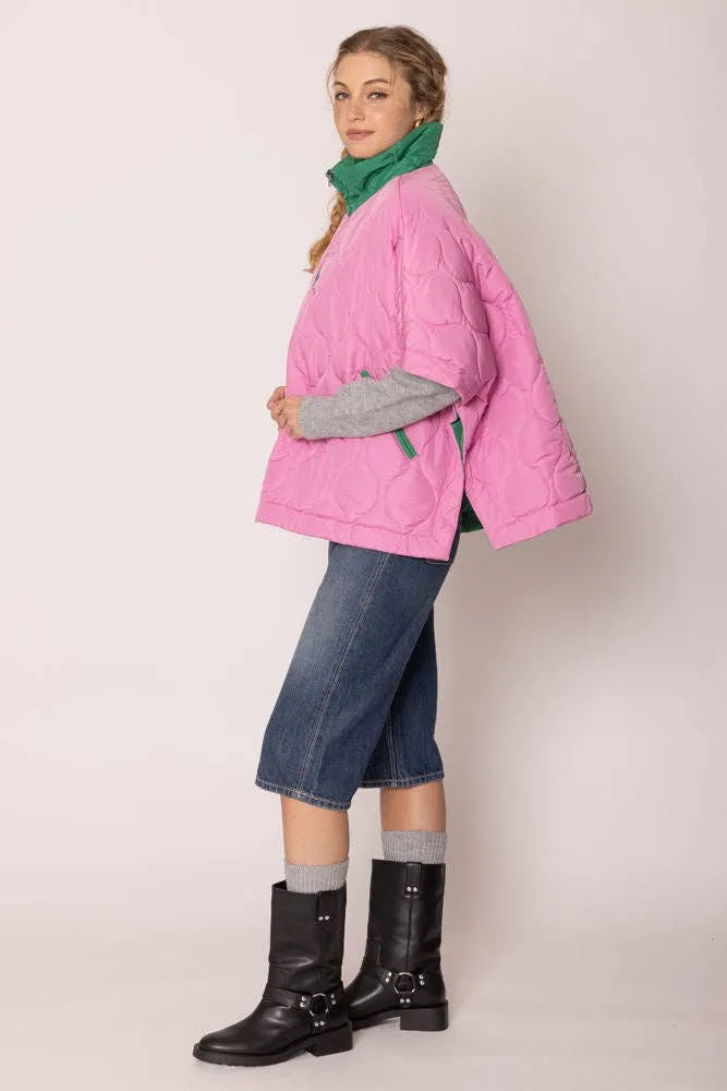 AKA Sorority Quilted Puffer Pink and Green Poncho