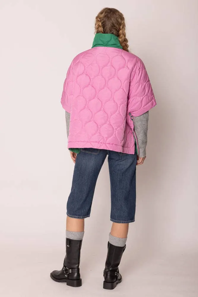 AKA Sorority Quilted Puffer Pink and Green Poncho