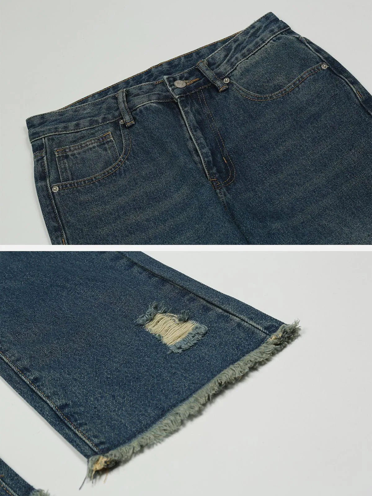 AlanBalen® - Broken Holes Rough Edge Jeans