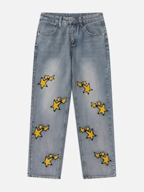 AlanBalen® - Flocked Star Jeans