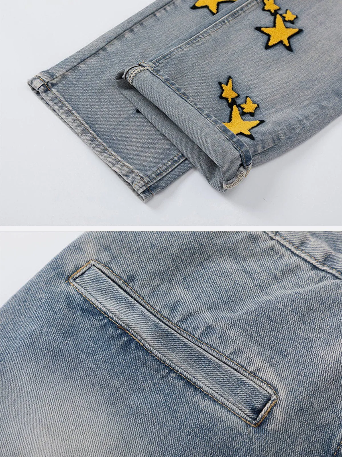 AlanBalen® - Flocked Star Jeans