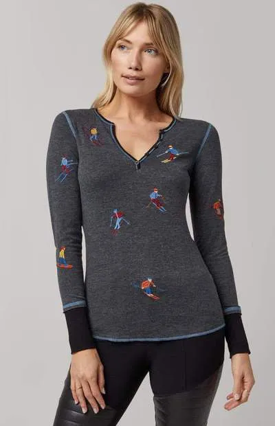 Alp N rock Women's Slope HENLEY in Heather Black