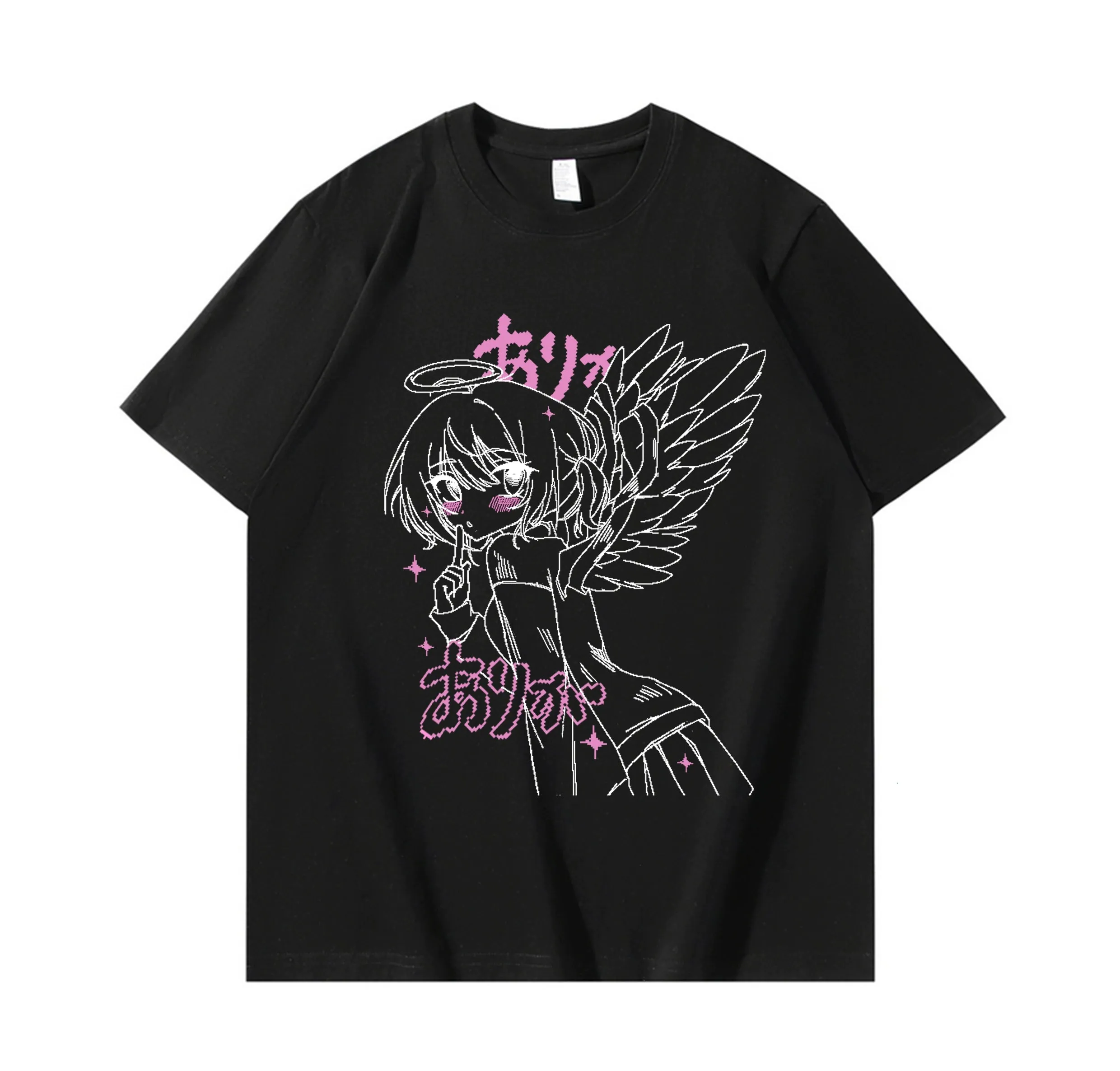 Angel Wings Long Sleeve Anime Print Shirt Multicolor