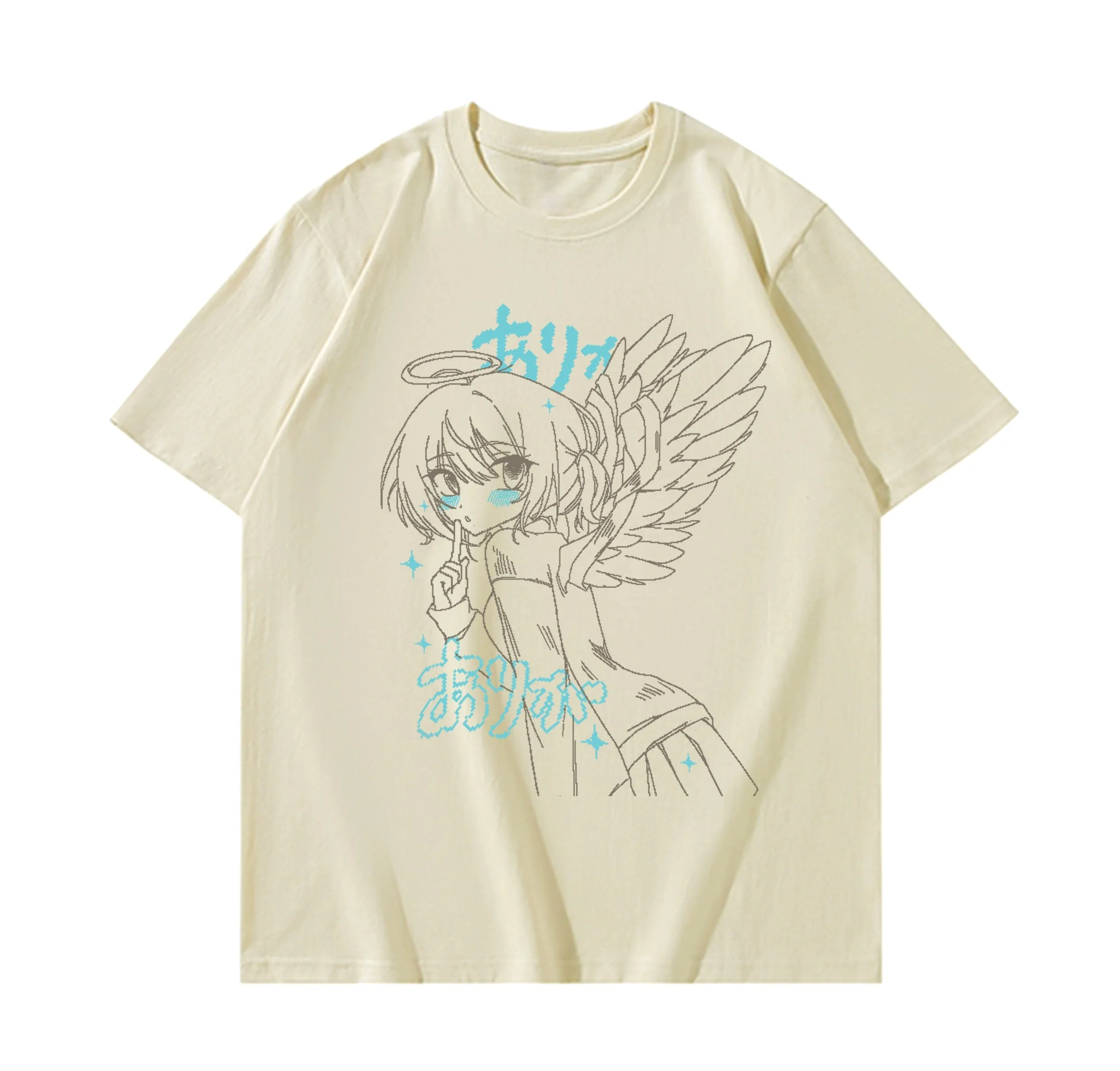 Angel Wings Long Sleeve Anime Print Shirt Multicolor