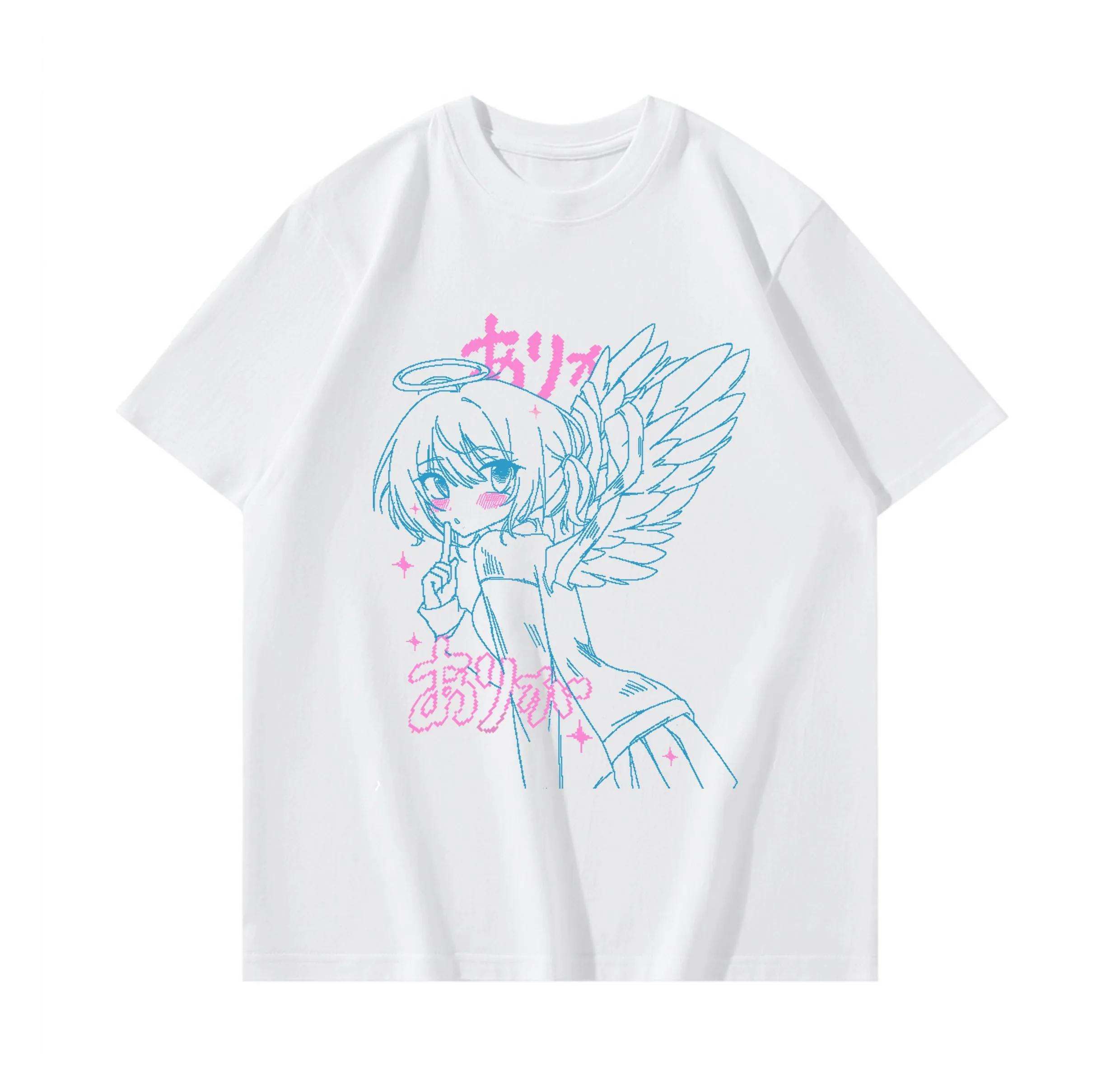 Angel Wings Long Sleeve Anime Print Shirt Multicolor