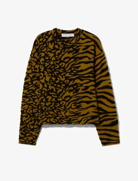 Animal Jacquard Cropped Pullover