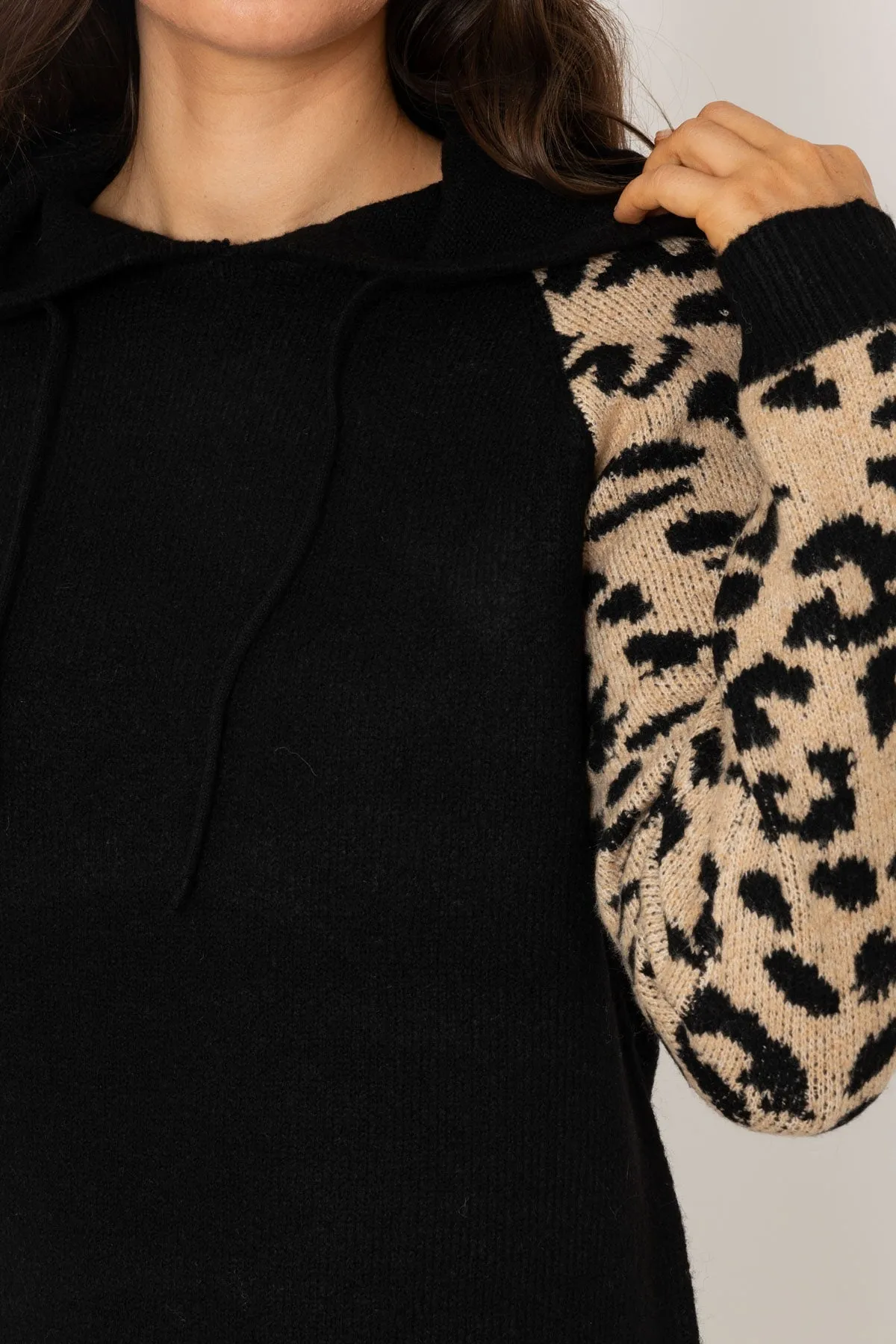 Animal Printed Knitted Hoodie