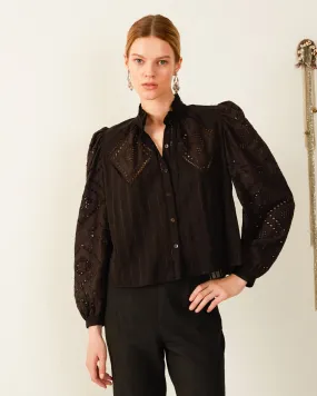 Annabel Ebony Eyelet Shirt