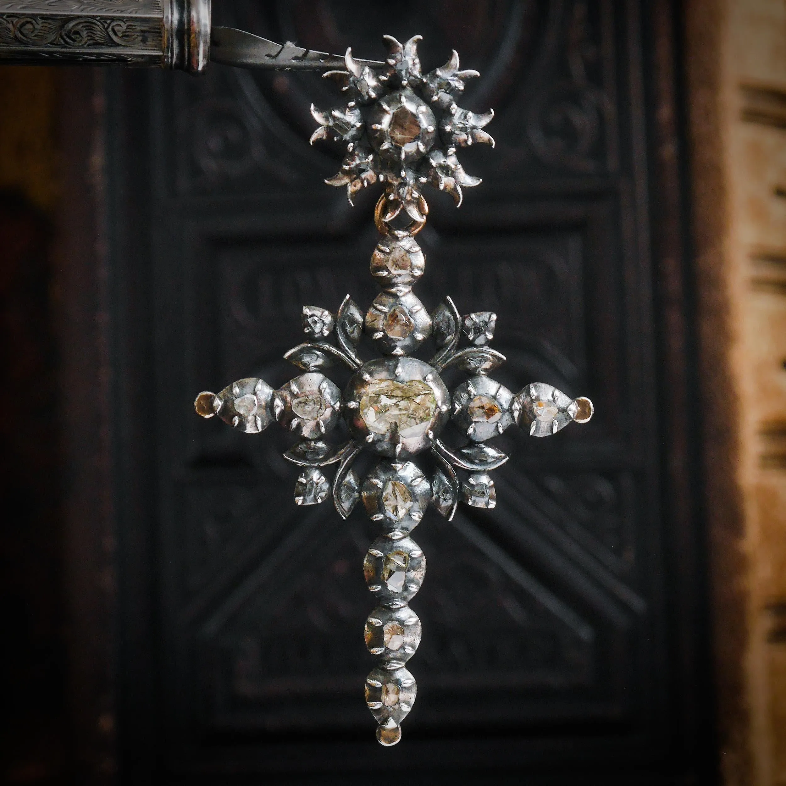 Antique 19th Century Belgian Diamond 'Flemish' Cross