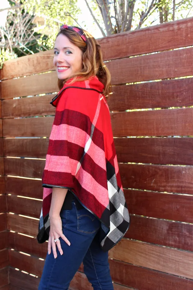 ARIA Red Plaid Poncho - Matching Mommy and Me 2-Pc Gift Set