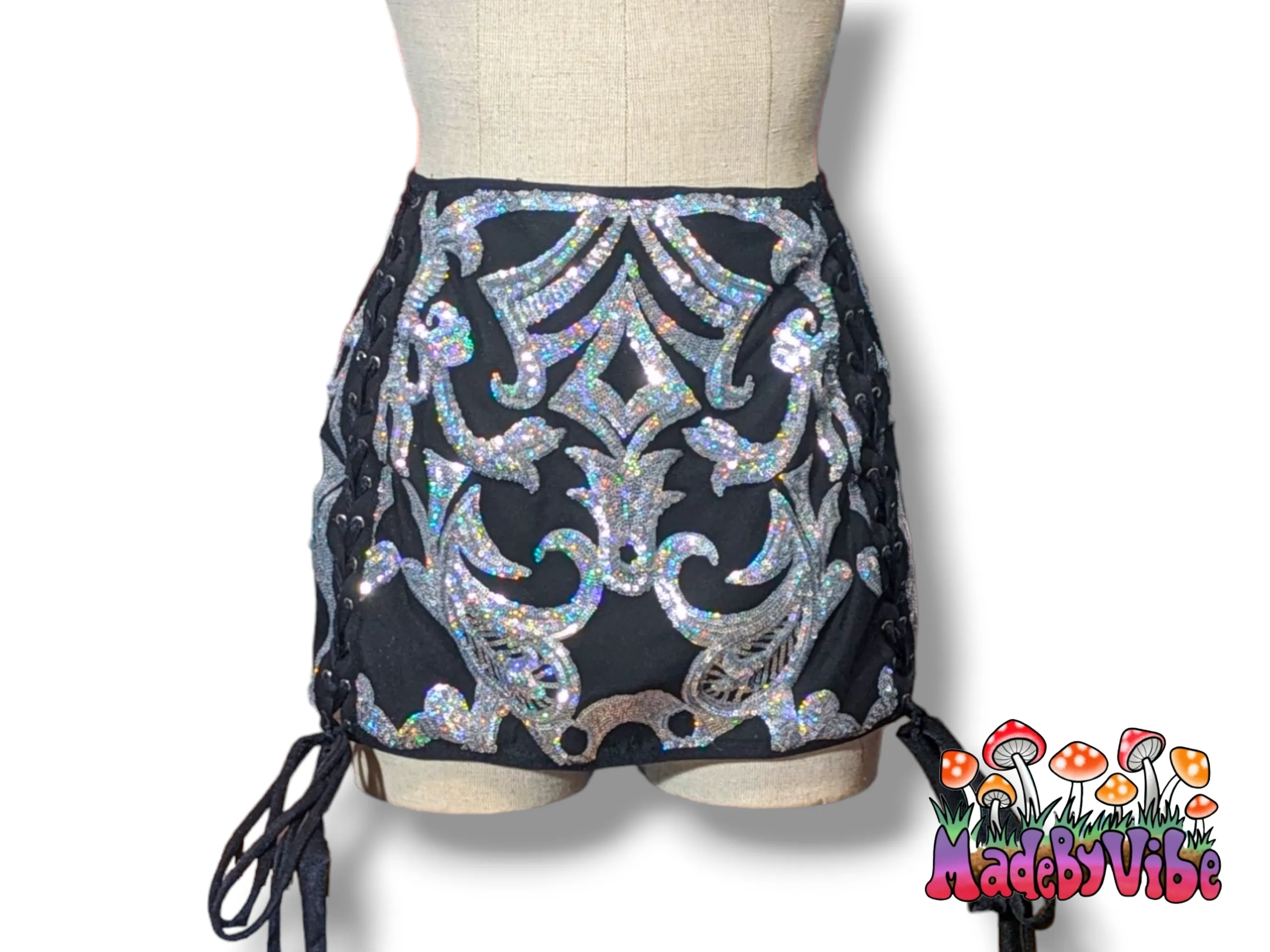 Armored Enchantress Lace Up Sides Mini Pencil Skirt - Made to Order