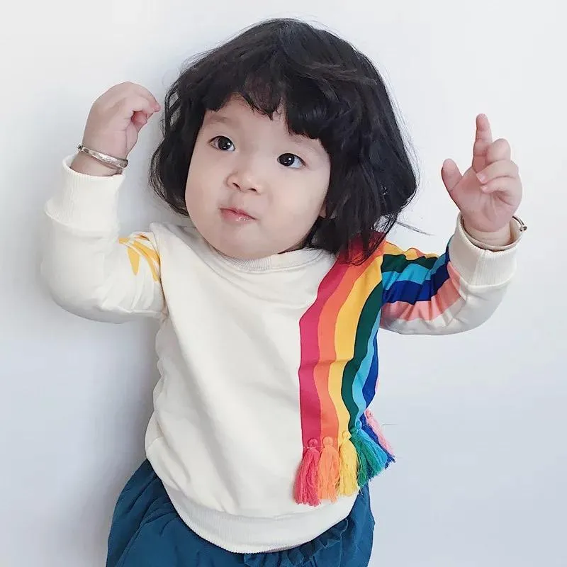 Baby Little Girls Rainbow Print Long Sleeve T-shirt