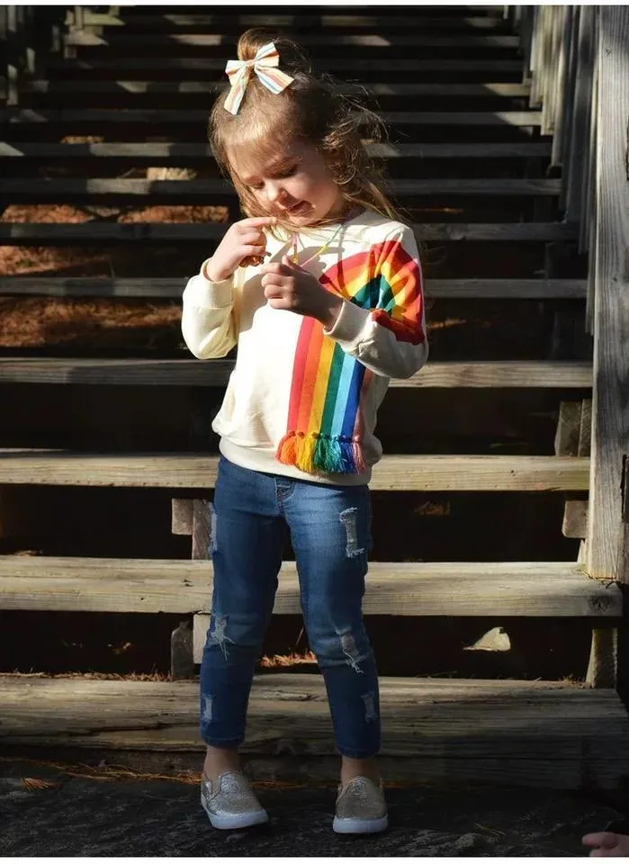 Baby Little Girls Rainbow Print Long Sleeve T-shirt