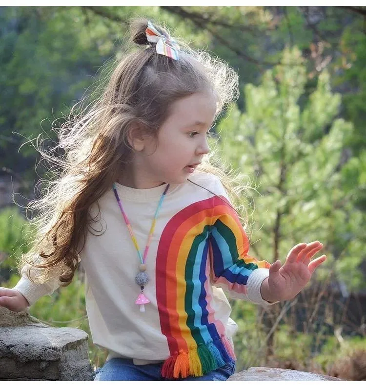 Baby Little Girls Rainbow Print Long Sleeve T-shirt