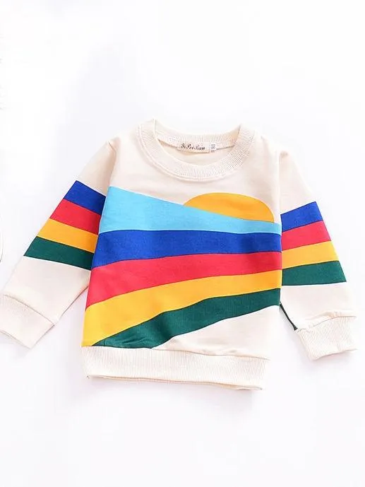 Baby Little Girls Rainbow Print Long Sleeve T-shirt