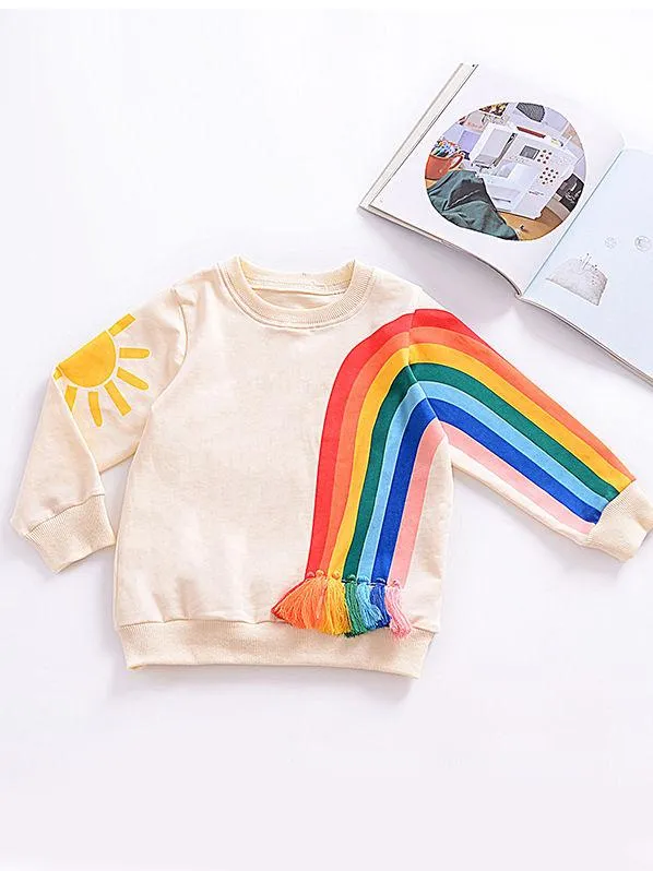 Baby Little Girls Rainbow Print Long Sleeve T-shirt