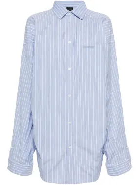 BALENCIAGA Asymmetrical Blue and White Striped Shirt