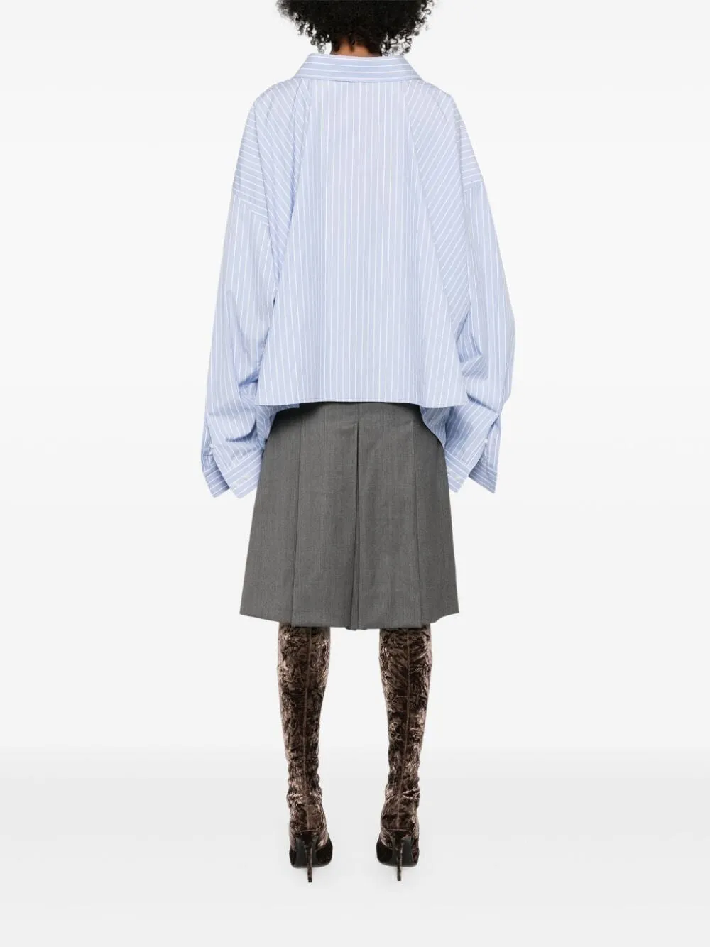 BALENCIAGA Asymmetrical Blue and White Striped Shirt