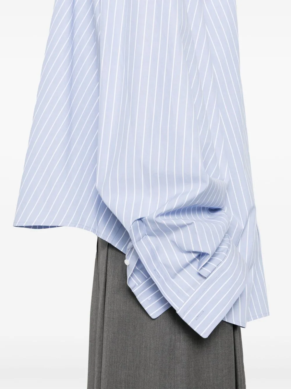 BALENCIAGA Asymmetrical Blue and White Striped Shirt