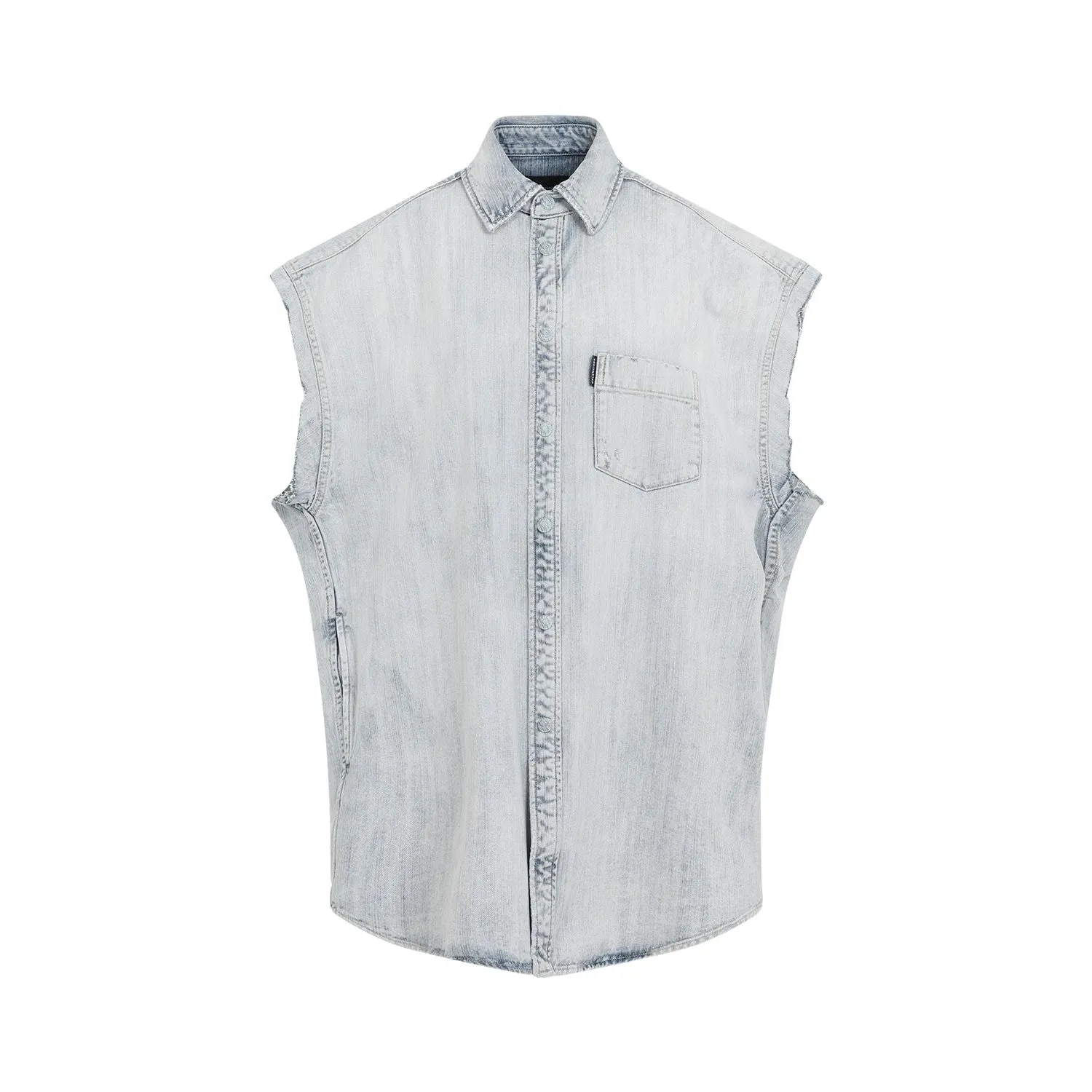 BALENCIAGA Distressed Sleeve Cotton Shirt