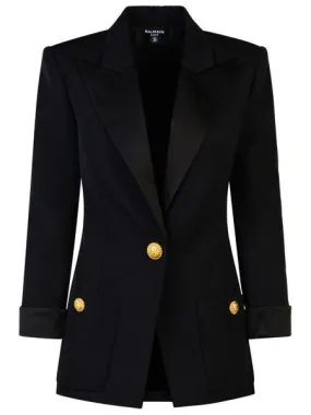 BALMAIN Elegant Peak-Lapel Wool Blazer