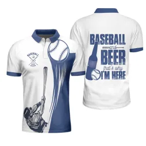 Baseball And Beer That's Why I'm Here Short Sleeve Polo Shirt, Home Run Polo Shirt, Best Baseball Shirt For Men