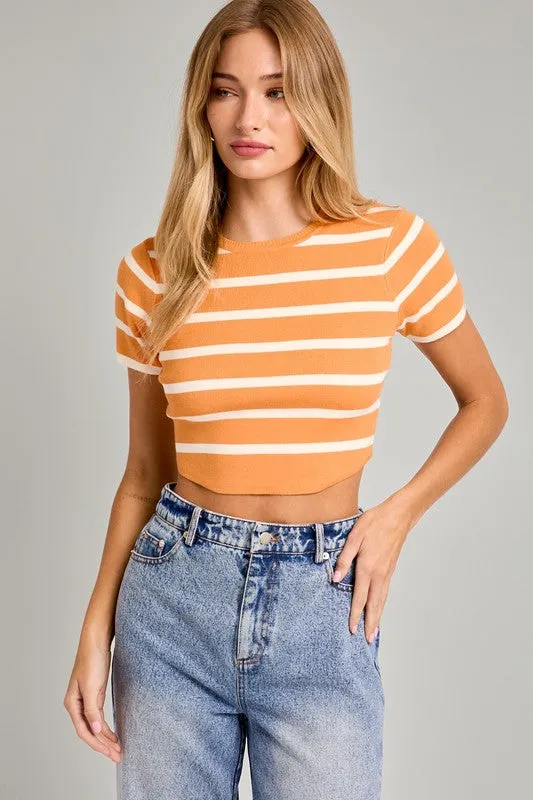 Basic Stripe Crop Tee