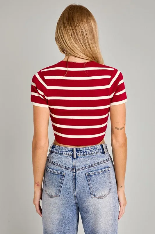 Basic Stripe Crop Tee