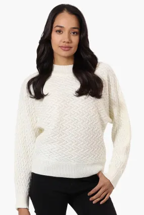 Beechers Brook Cable Knit Mock Neck Pullover Sweater - Cream