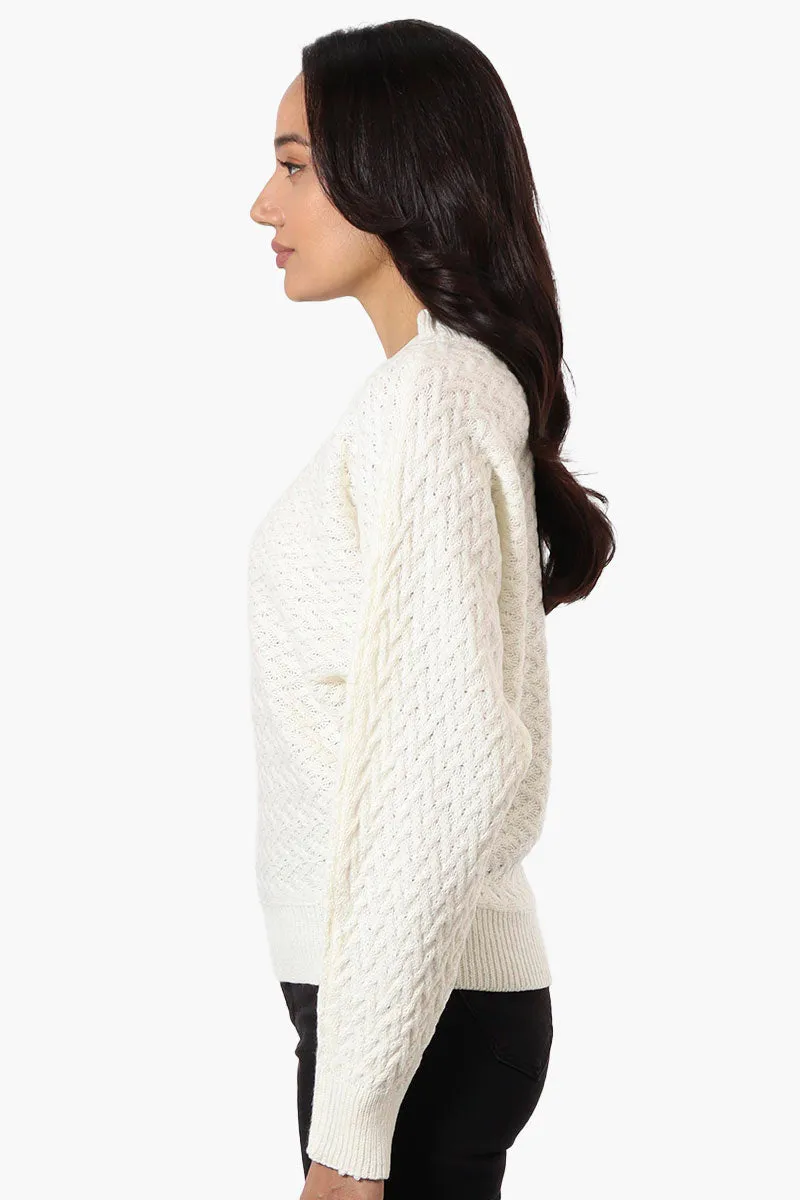 Beechers Brook Cable Knit Mock Neck Pullover Sweater - Cream