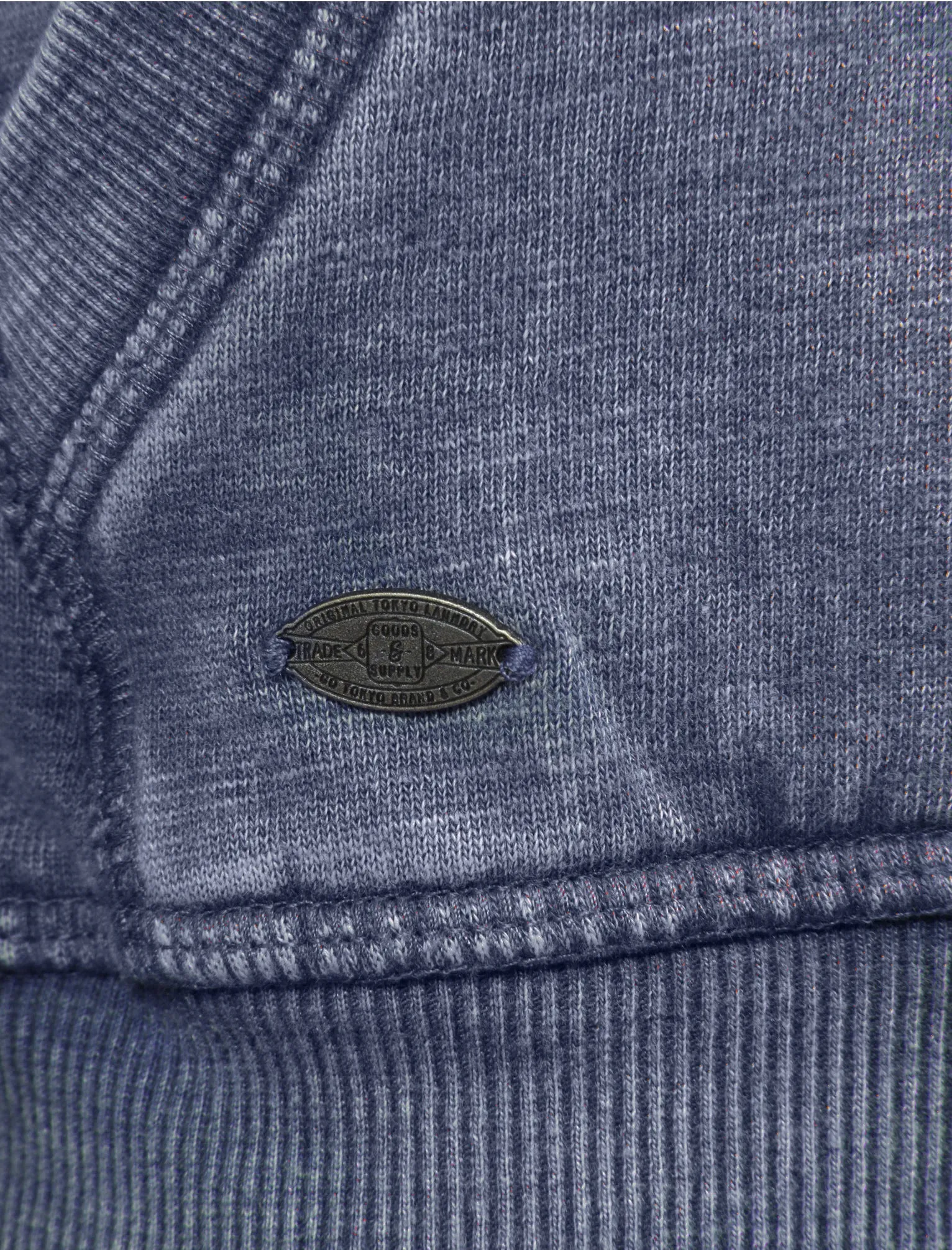 Belvieu Cove Zip Detail Pullover Hoodie in Washington Blue - Tokyo Laundry