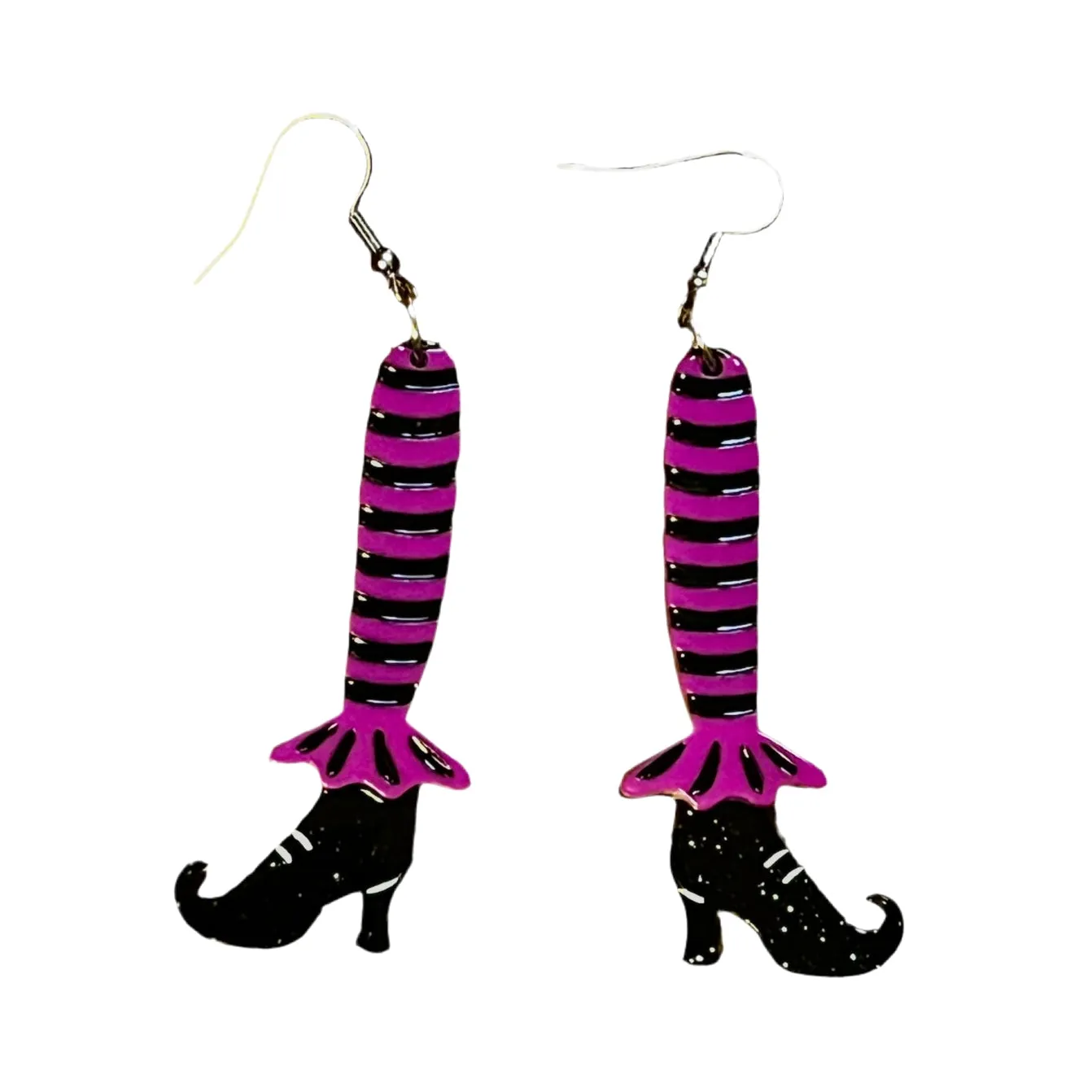 Bewitching Booties Dangle Earrings in Purple by Lipstick & Chrome