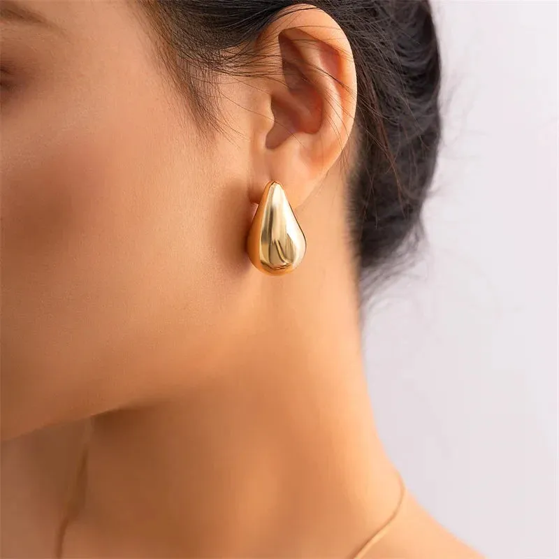 Big Waterdrop Chunky Teardrop Gold Plated Statement Exaggerate Earring