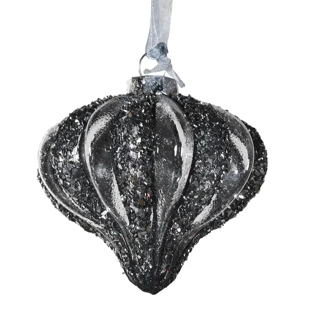 Black & Clear Glitter Shaped Bauble