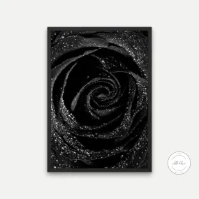 Black And White Luxury Wall Art PRINTABLE WALL ART, Glam Wall Art, Luxury Wall Décor, Black White Photography Poster, Glittery Rose Poster