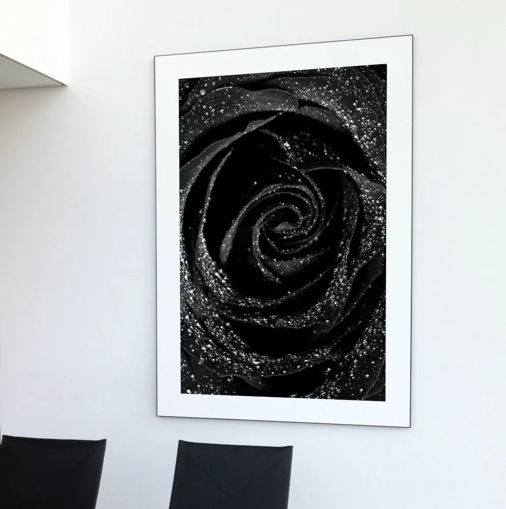 Black And White Luxury Wall Art PRINTABLE WALL ART, Glam Wall Art, Luxury Wall Décor, Black White Photography Poster, Glittery Rose Poster