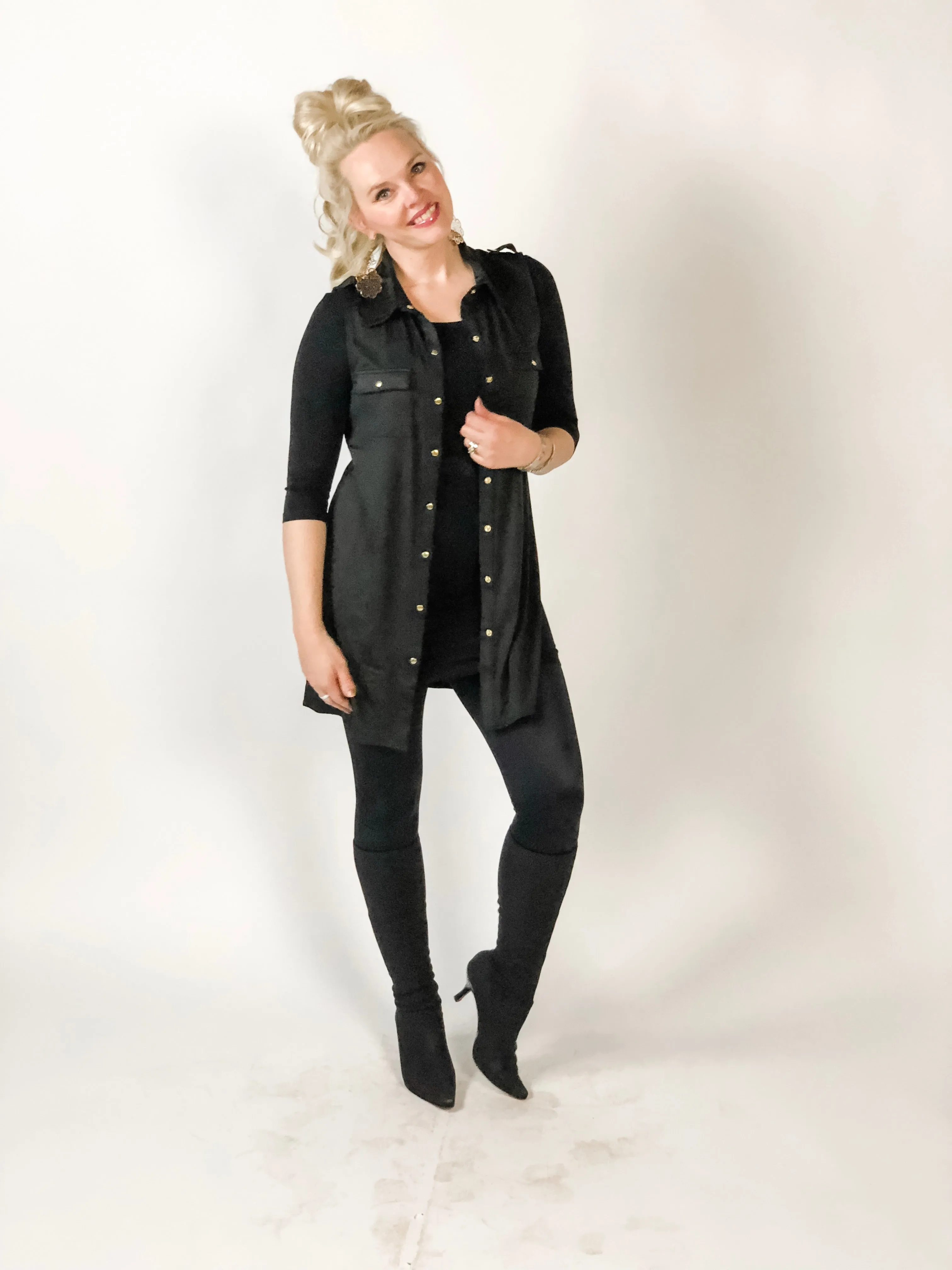 Black Collar Button Tunic