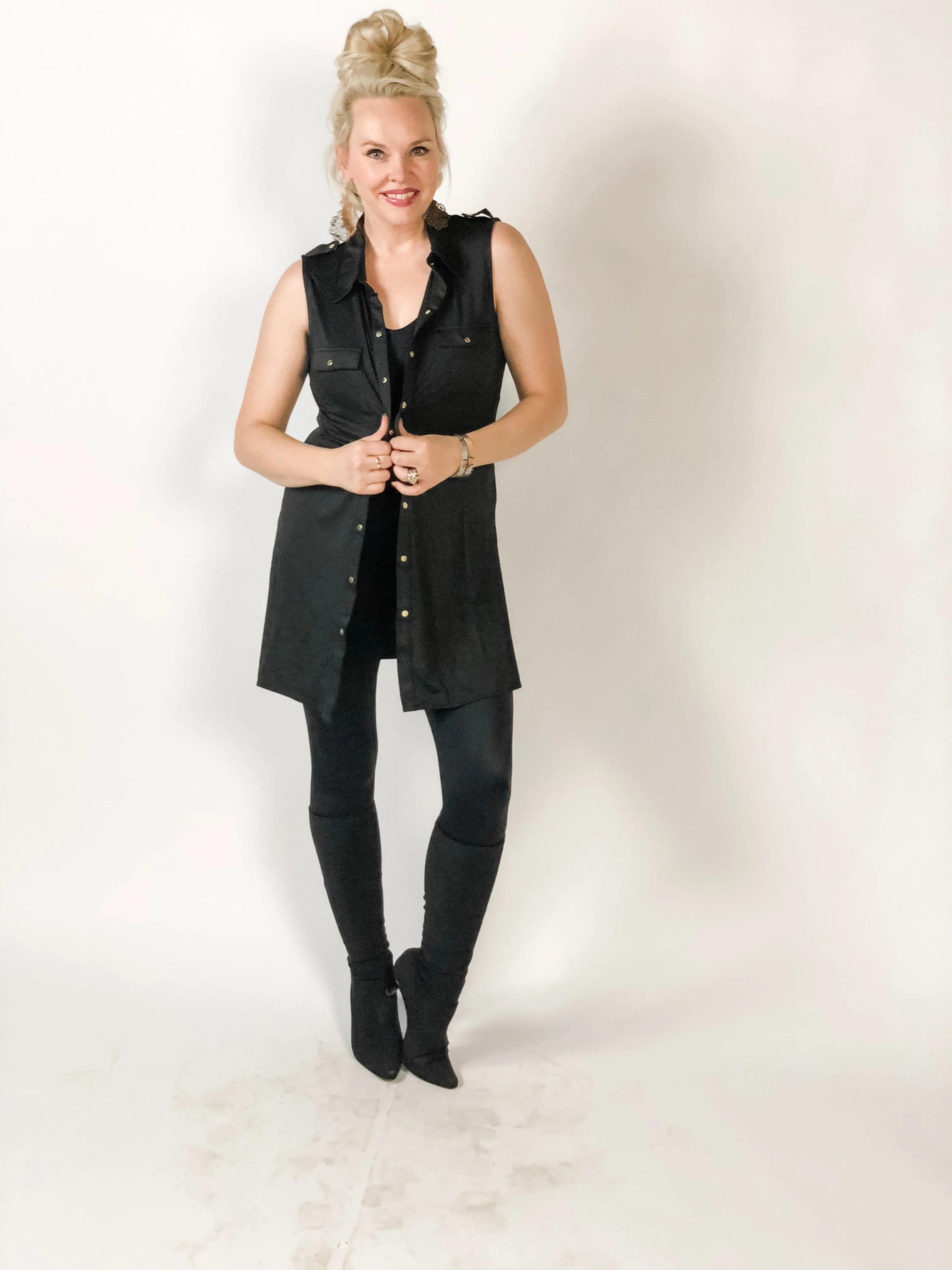 Black Collar Button Tunic